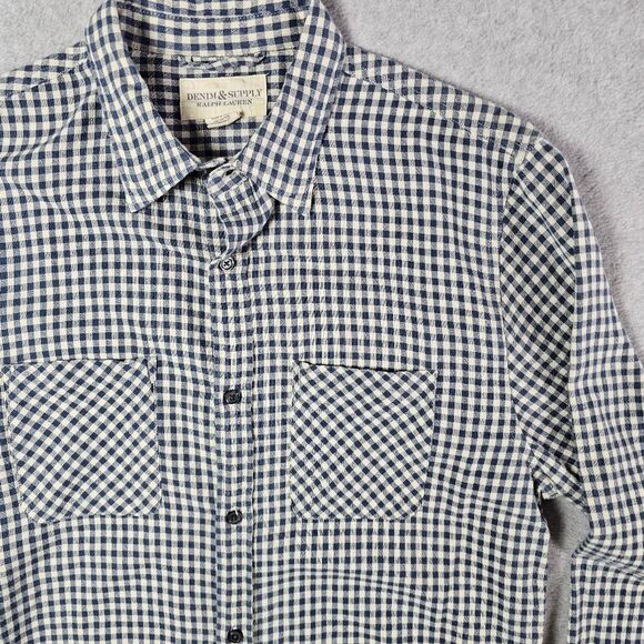 Denim Supply Ralph Lauren Shirt Checkered Button Down Long Sleeve Large - Picture 1 of 10
